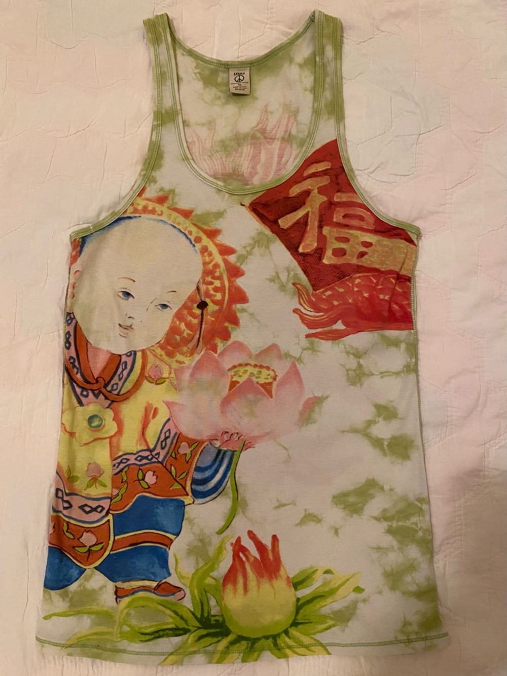 Rare Vintage Y2K Lucky Brand Buddha and Dragon Tank Top SZ XL